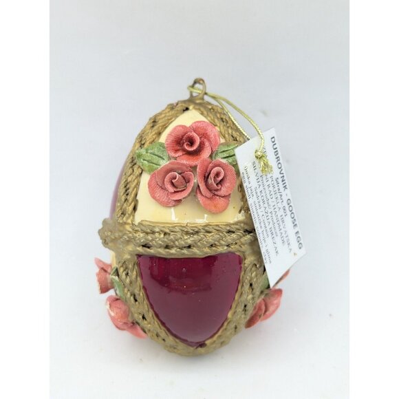Dubrovnik Goose Egg Painted Raised Clay Russian Easter Christmas Ornament READ - Picture 3 of 12